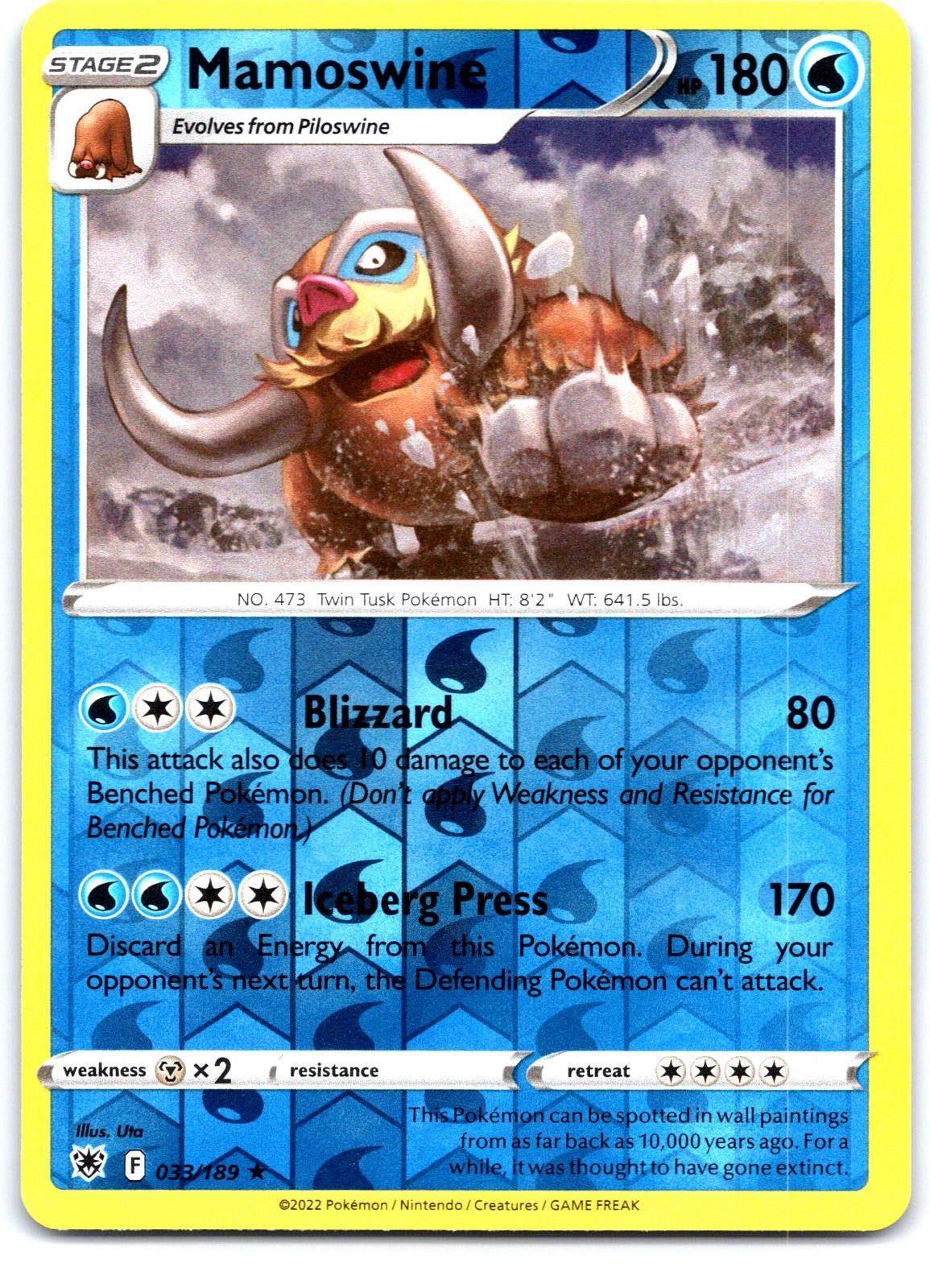 Mamoswine 033/189 Rare Astral Radiance Pokemon Reverse Holo Near Mint