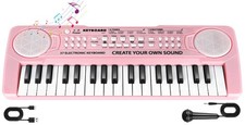 Kids Toddler Toy Piano Keyboard, 37 Key Pink Pianos for Kid Music Toys Instru...
