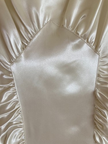 Vtg 1940 Deco Ivory Cream Candlelight Liquid Satin Wedding Dress Bias Cut 26"W - Picture 8 of 20