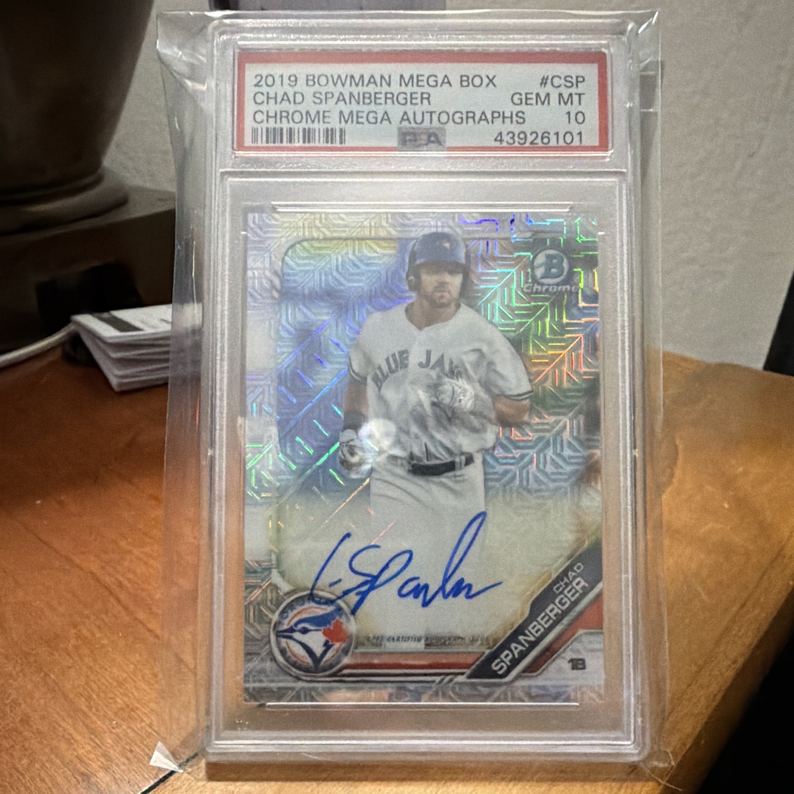 Topps 2019 Bowman Mega Box Mojo Auto Chad Spanberger RC PSA 10 BMA-CSP view 3