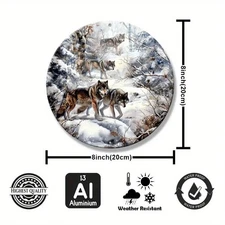 Majestic Snow Wolf Pack Winter Forest Scene Aluminum Art
