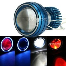 Motorcycle Angel Eye Led Headlight Projector Lens Bi-xenon Hid Set Motor Hi-lo