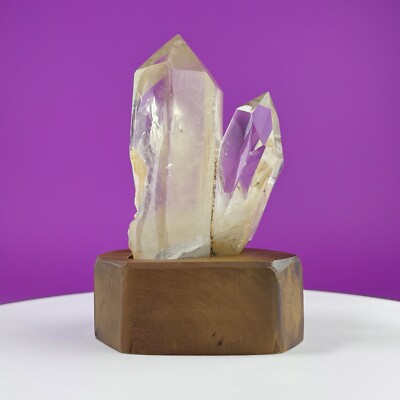 Quartz Double Point Cluster (With Custom Wood Stand)