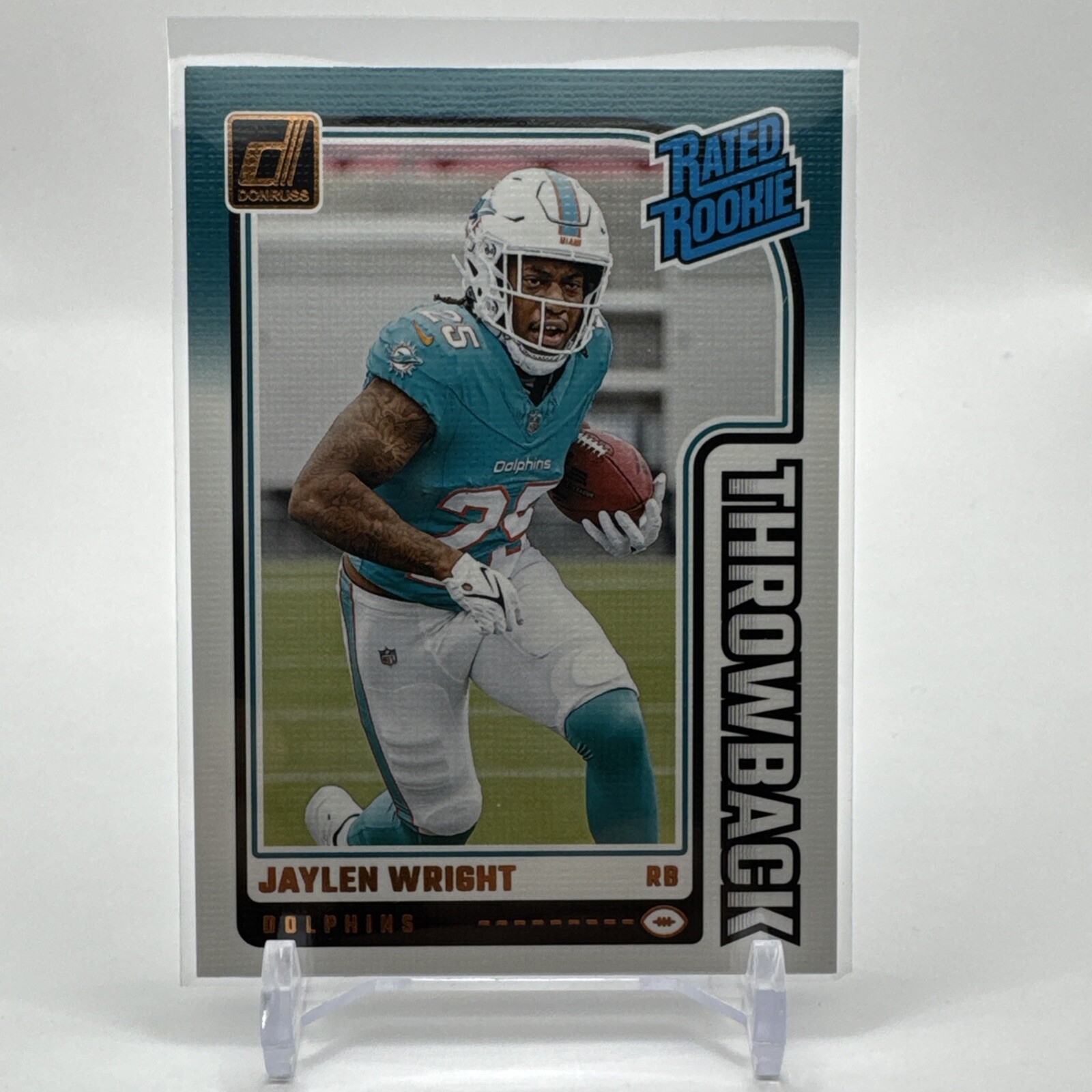 2024 Panini Donruss: Jaylen Wright Rated Rookie Throwback #17 Dolphins