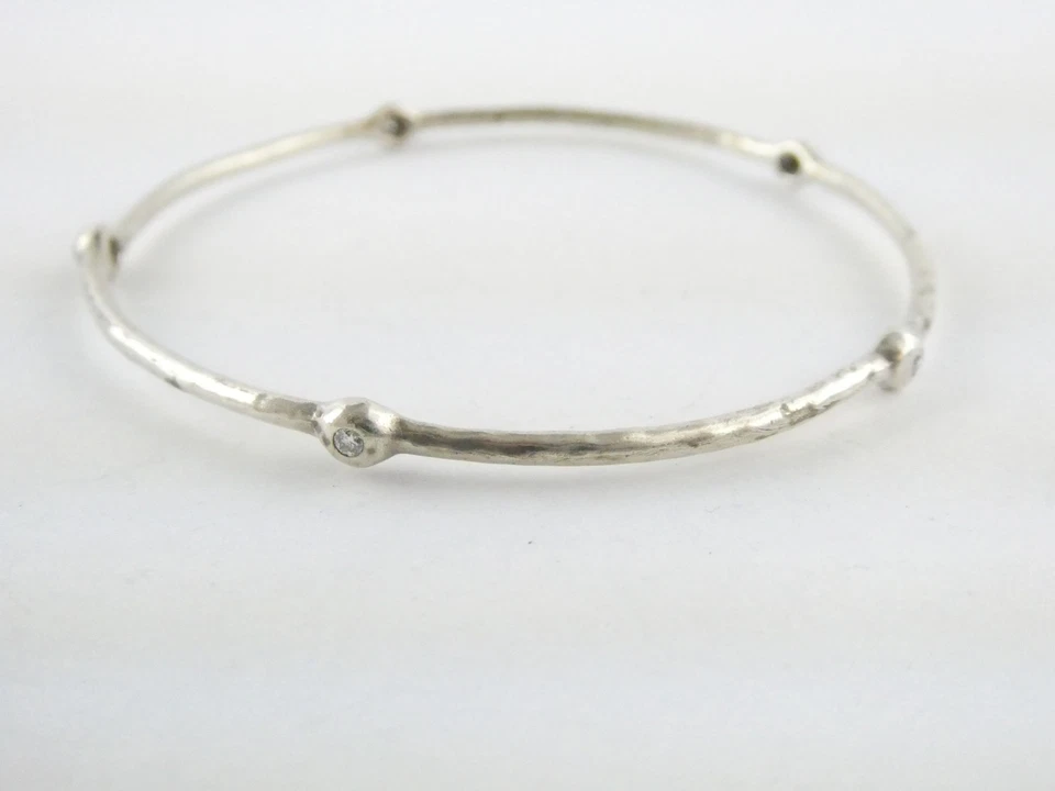 Brazalete Ippolita de plata esterlina polvo de estrellas diamante natural martillado 8 pulgadas Foto 4 de 4