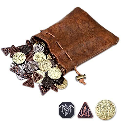 60PCS DND Coins with Leather Pouch, Gold, Silver and Copper Coins in Metal - Picture 1 of 5