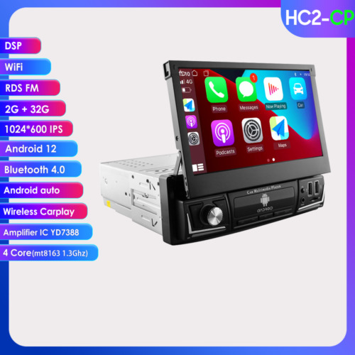 7" Single 1 DIN Car Radio Stereo Carplay Touch Screen Flip out Carplay Bluetooth - Picture 1 of 18