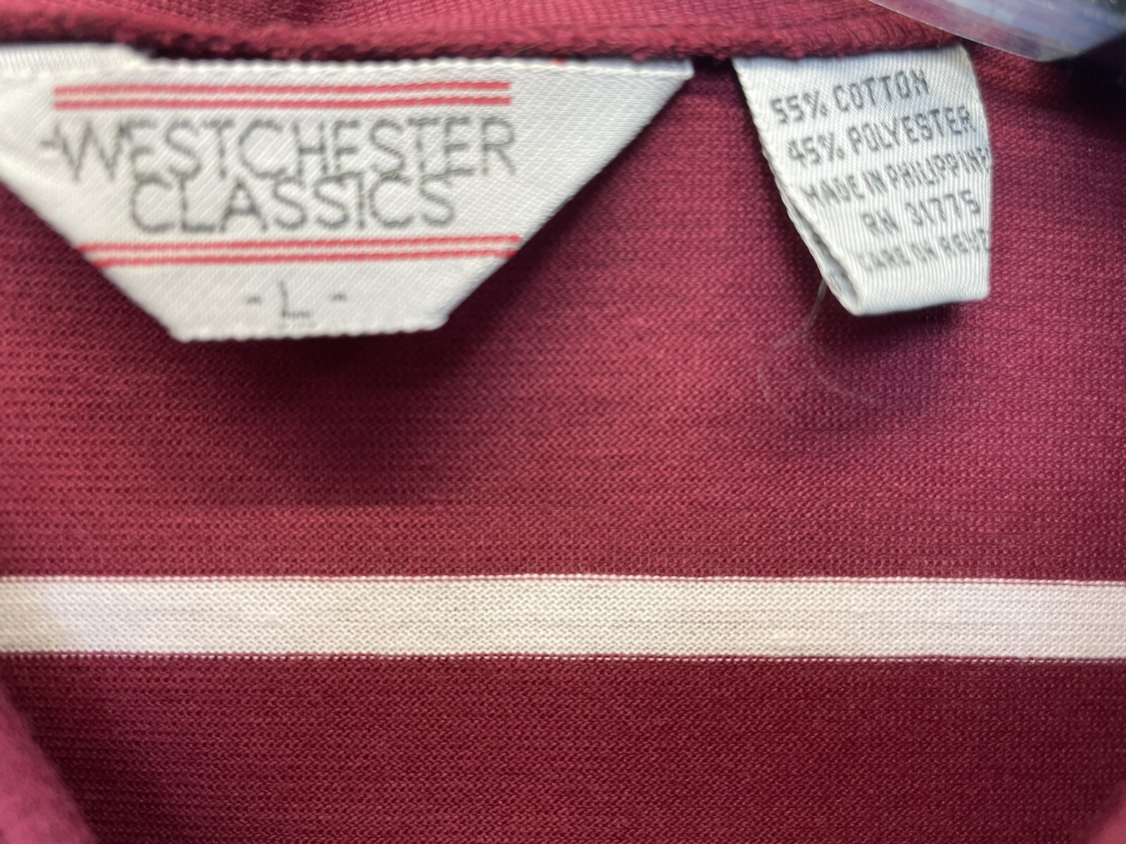 Westchester Classics Men's Large Golf Polo Shirt, Red/White Stripes