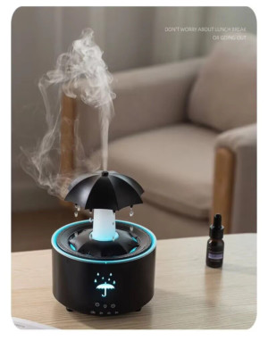 Aromatherapie Regenschirm Wassertropfen Luftbefeuchter Farbe Licht Öl Diffusor NEU