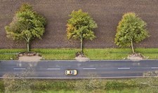 Landscape nature trees road car aerial view germany Custom Gaming Mat Desk