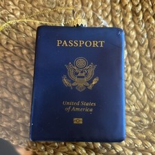 USA Passport Theme Christmas Glass Ornament   FAST SHIPPING  