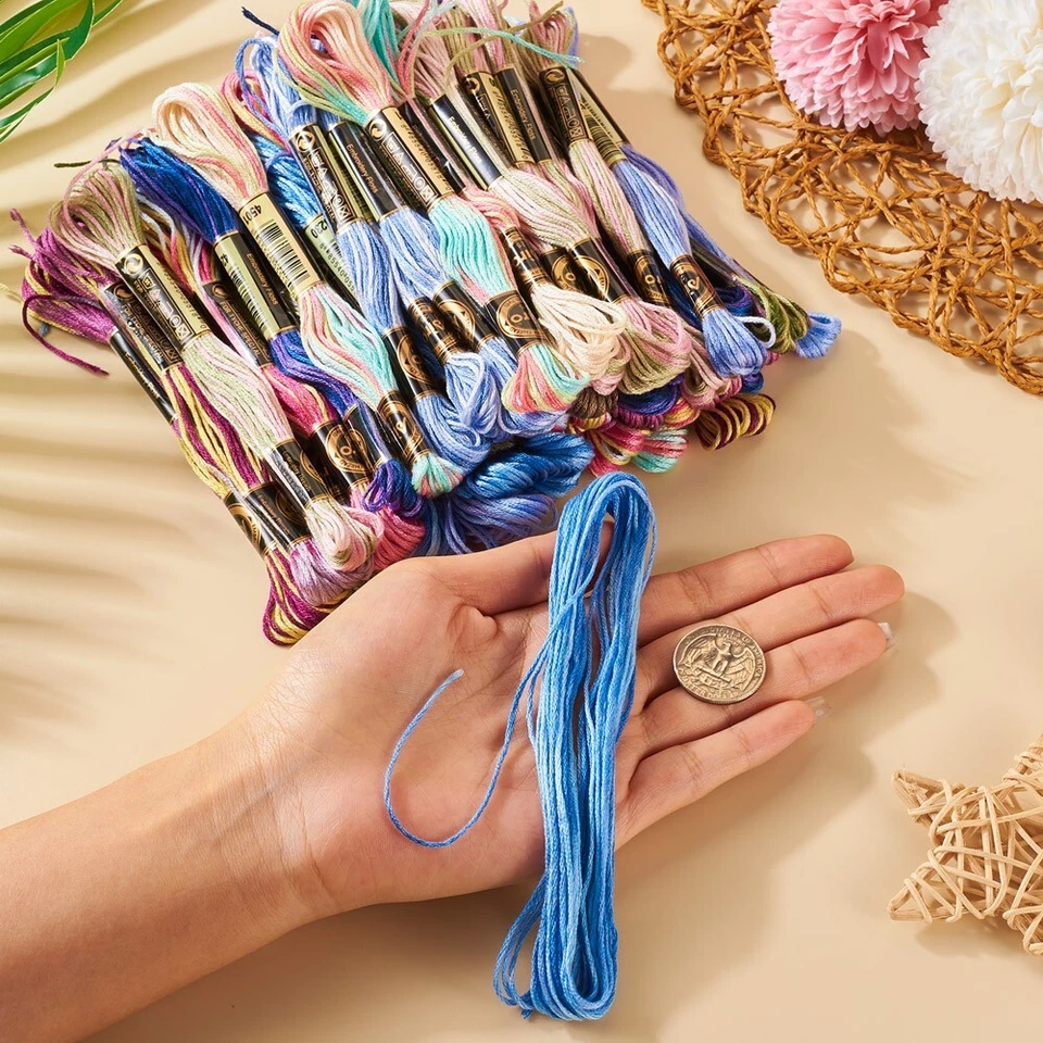 50Skeins 10 Colors 6-Ply Polyester Embroidery Floss Cross Stitch Threads 0.5mm - Image 3 of 4