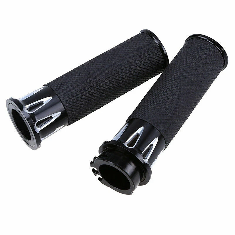 Empuñadura universal negra para manillar de motocicleta de 1" para Harley Suzuki Yamaha Foto 3 de 4