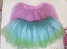 Lot 2 tutus Blue, Green,Purple Seqins Glitter Child Girls Medium and Small