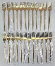 24 Piece Gold Stainless Steel Forks Hard Grade Tableware Set 