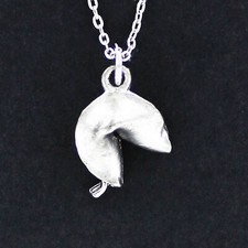 Collar FORTUNE COOKIE con cadena o dije solo peltre comida china comida para llevar suerte