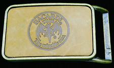 Bacardi Rum Alcohol Drink Leather & Metal Vintage Belt Buckle