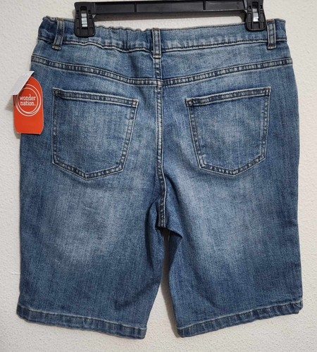 Wonder Nation Boys Light Wash Denim Shorts- Size 18 W/ Adjustable Waist - Picture 2 of 5