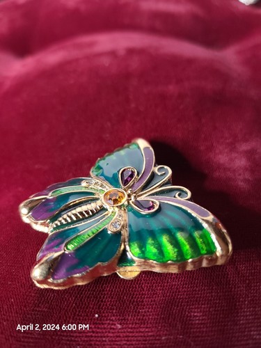 Beautiful Vintage Estee Lauder Butterfly Compact White Linen Multicolored - Picture 4 of 11