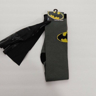 Batman Knee High Socks With Capes Super Hero Black Yellow Fun