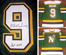 MIKE MODANO AUTOGRAPHED MINNESOTA NORTH STARS JERSEY INSCRIBED HOF 2014 Beckett