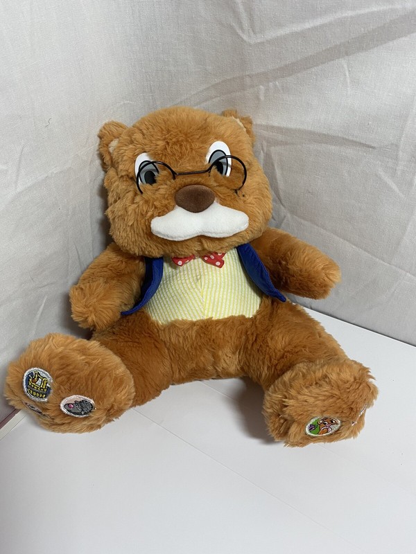 Grandpa Teddy  Story Telling Talking Nursery Rhymes Stuffed Bear W Glasses Works