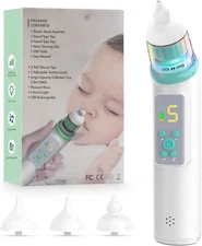 Electric Nasal Aspirator by JEVOLVE, 5 Adjustable Suction Level Baby Nose Sucker
