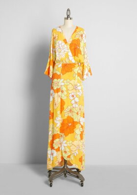 ModCloth Mod Cloth Living That Resort Life Maxi Wrap Dress Honolulu Floral XL Ne