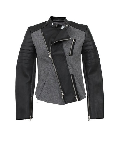 NWT 3.1 Phillip Lim Peplum Motorcycle Jacket Quilted Jacket Size 0 Black/Gray - Picture 2 of 16