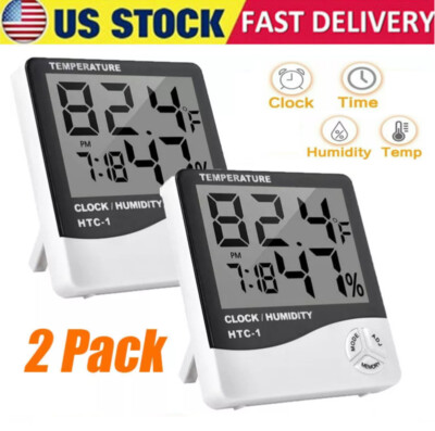 Thermometer Indoor Digital LCD Hygrometer Temperature Humidity Meter Alarm Clock