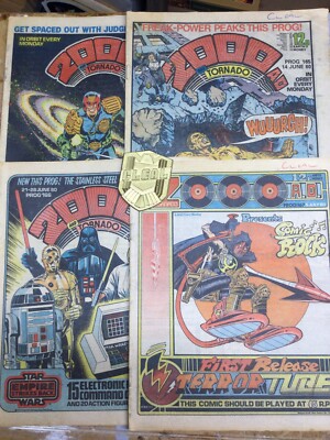 2000AD Comic prog 164 To 167 Judge Dredd Strontium Dog 1980 Merged Wt Tornado