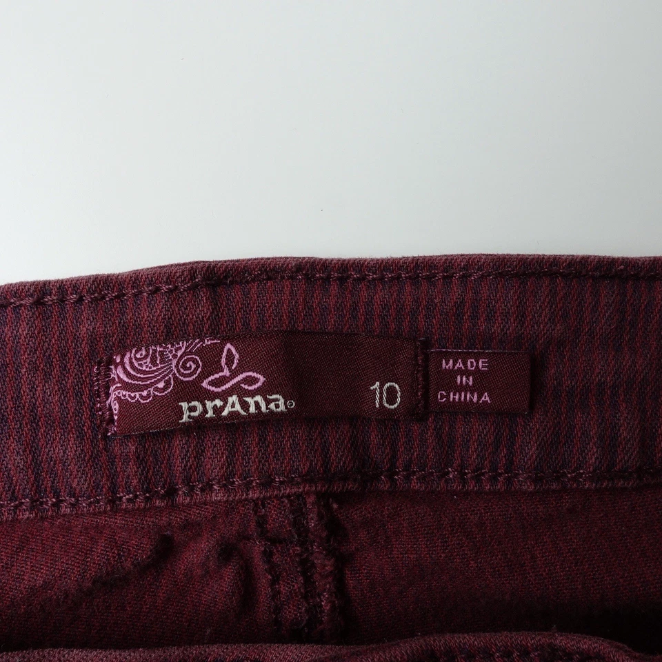 Prana 女式葡萄酒勃艮第栗色 10 码裤子 32 X 28 锥形棉瑜伽 — 第 4/4 张图片