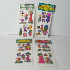 Lot of 4 Vtg 1970s Old Fashioned Girls Puffy Vinyl Stickers 3 Dimensional