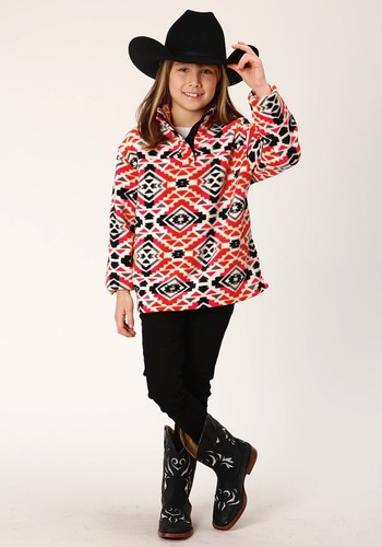 Roper Kids Girls Aztec Print Multi-Color Polyester Fleece Jacket - Picture 2 of 4