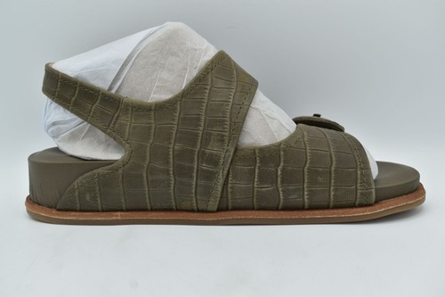 Sofft Womens Size 11 Adalia Olive Buckle Croc Embossed Suede Leather Sandals - Picture 6 of 11