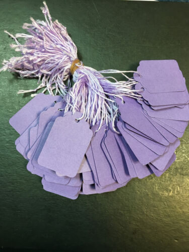 100 x 32mm x 22mm Purple Strung String Tags Swing Price Tickets Tie On Labels - Picture 1 of 1