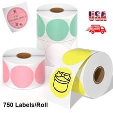 2" Round Direct Thermal Labels Circle Sticker 750 Labels/Roll Self-Adhesive Pink