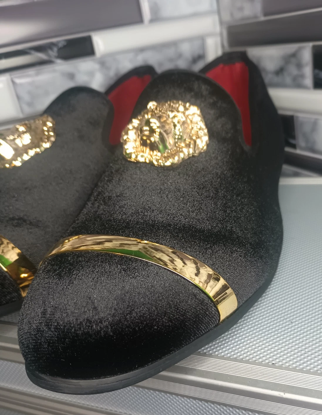 Mocassini uomo Versace Like nero rosso taglia 12 5 JITAI