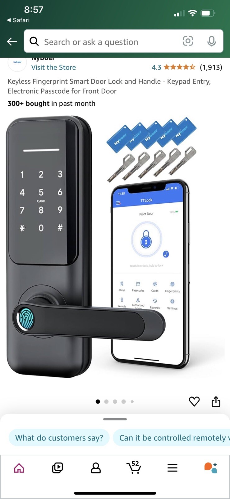 Smart Fingerprint Door Lock with Keypad Entry and Passcode  