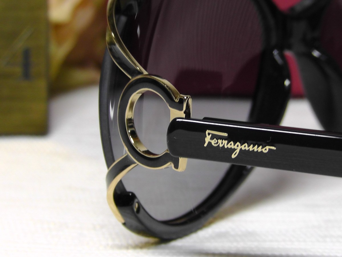 New Ferragamo SF600SL Sunglasses. Black Salvatore Ferragamo SF600SL Butterfly Shiny Black Frame  main image 3