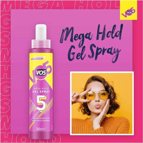 2pk Vo5 Mega Hold Hair Styling Gel Spray 200ml Hair Care - Picture 3 of 6