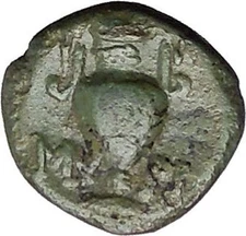 Myrina in Aeolis 2nd-1st Cent BC Rare Ancient Greek Coin Helios Amphora  i49512
