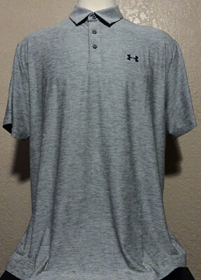 NEW Under Armour Men's Size 2XL True Gray Heather Elevated Golf Polo Shirt XXL