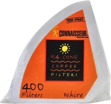 Rockline Connaisseur #4 Cone Coffee Filters 400 Count #9661 White For Hario V60