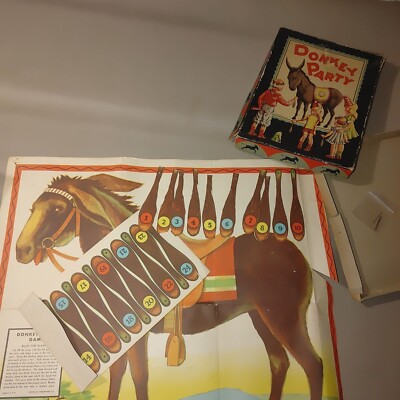 Vintage 1969 Whitman Come To My Birthday Party Book Donkey Party Game