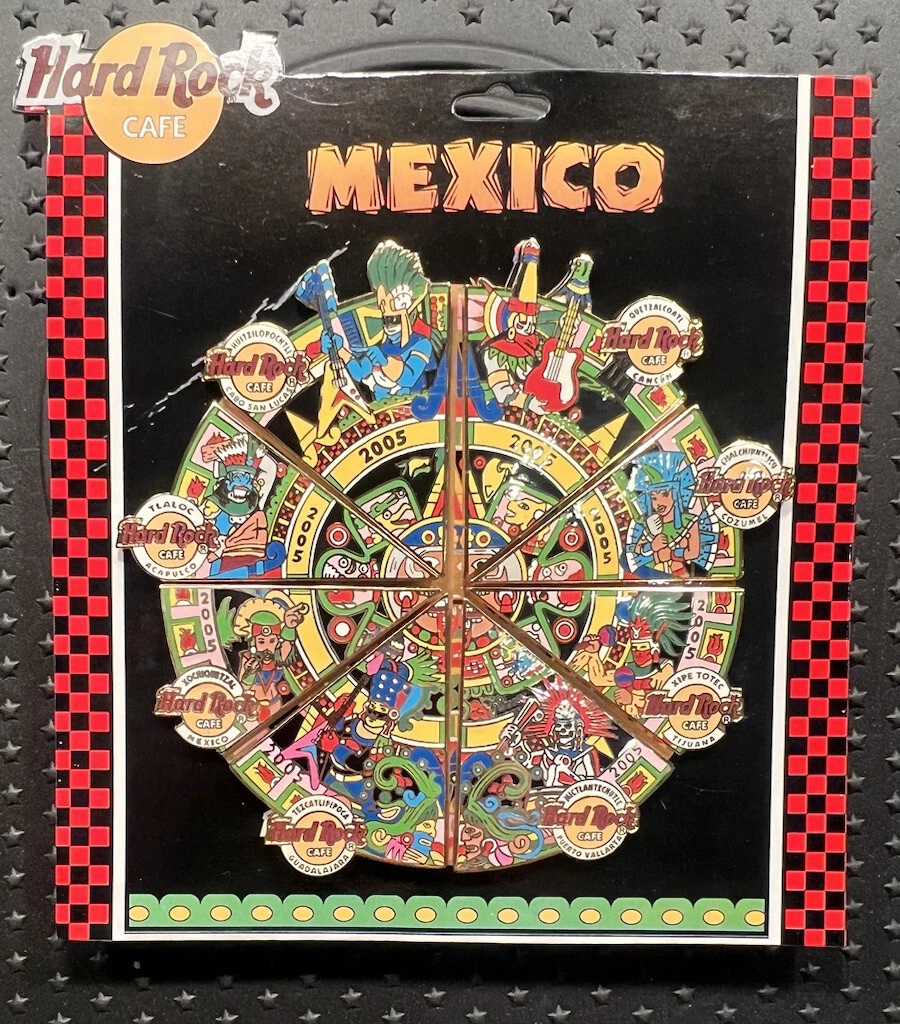 ALL 8 MEXICO LOCATIONS AZTEC CALENDAR PUZZLE SET 2005 Hard Rock Cafe 8 PINS  LE | eBay