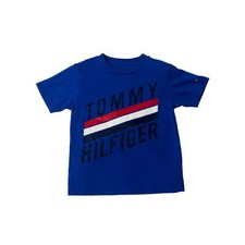 Tommy Hilfiger Shirt Boy  s Size 4 Blue Big Logo Short Sleeve Crewneck