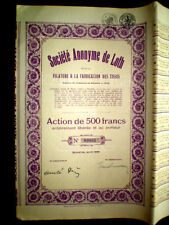 Société Anonyme de Loth, lana, Bélgica 1930 compartir Certif.