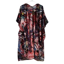 NWT Colorful Abstract Red, White Blue Kimono One Size F0118