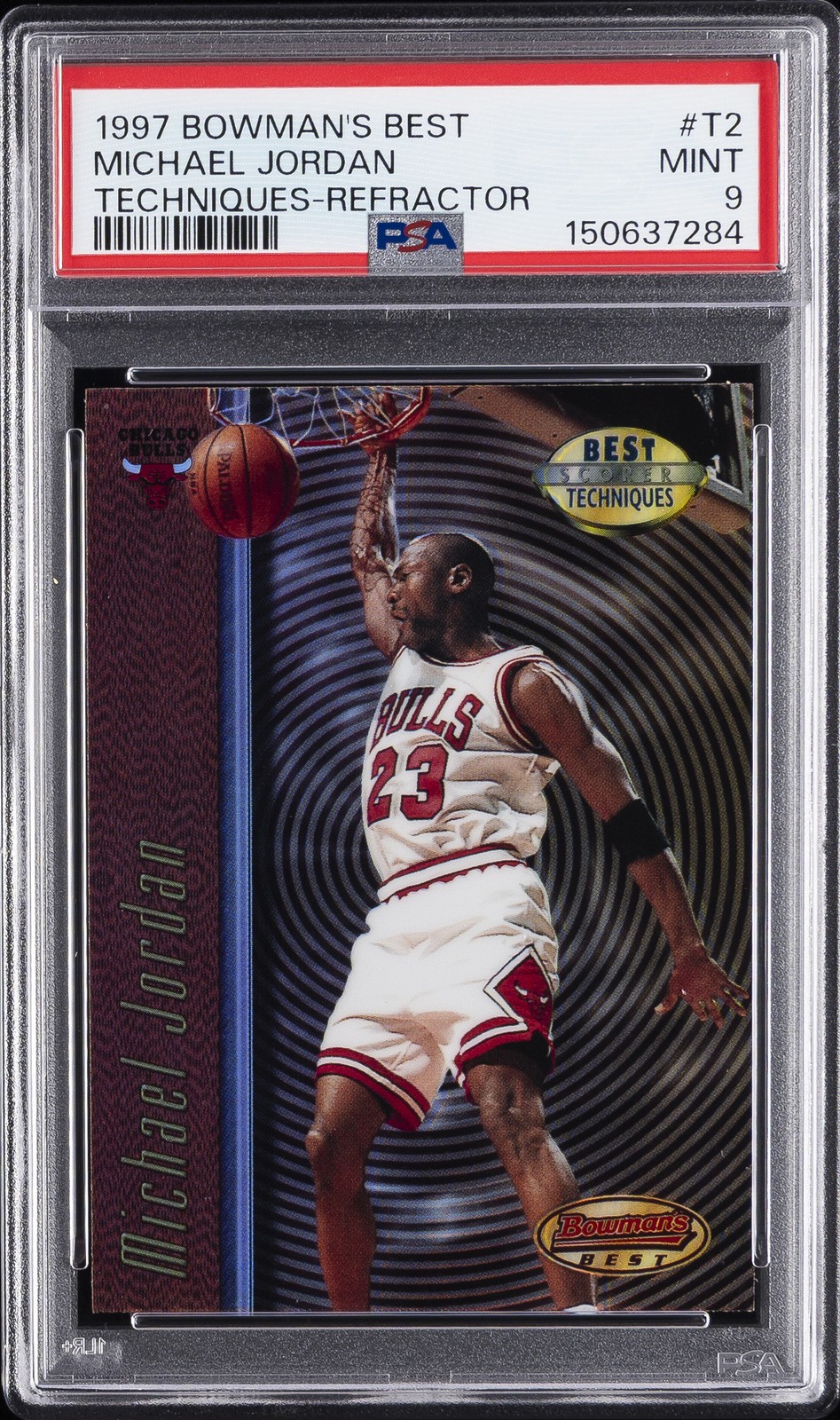 1997 BOWMAN'S BEST TECHNIQUES REFRACTOR #T2 MICHAEL JORDAN PSA 9